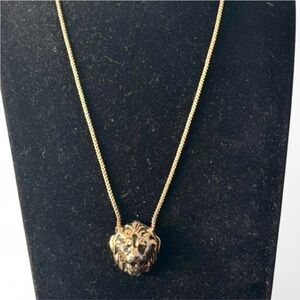 Vintage Anne Klein Gold Tone Lion Head 16” Necklace